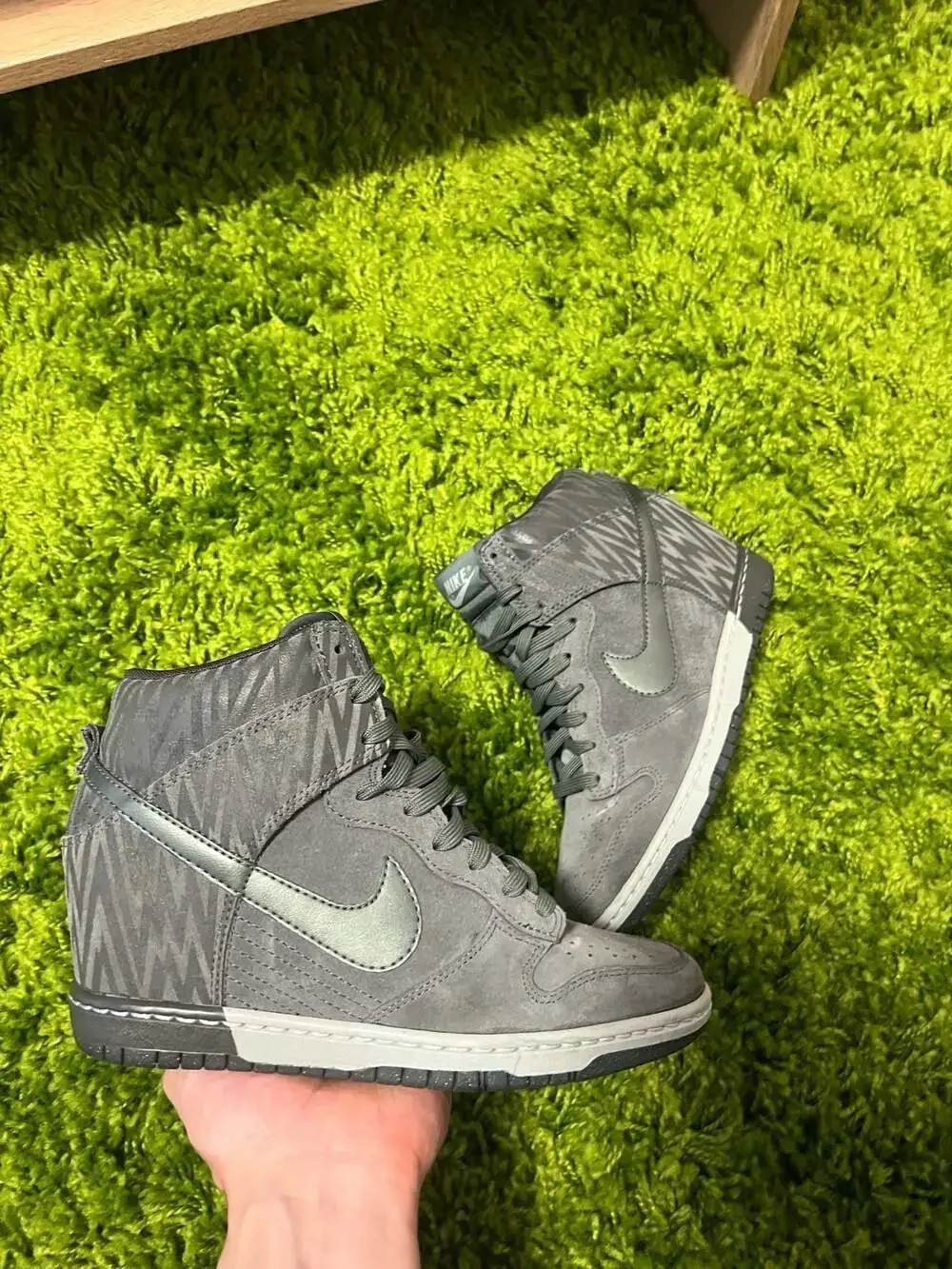 Nike Dunk Sky High Wedge Dark Loden Print Women's Size 8 - Picture 1 of 10